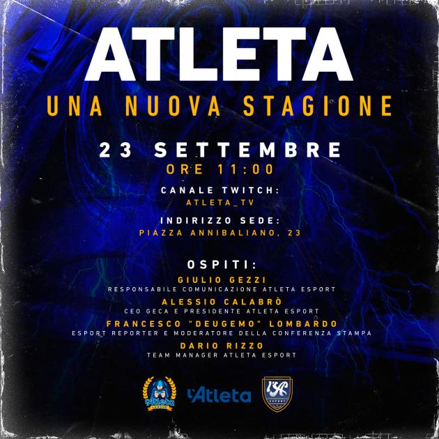 Domani la presentazione del brand “Atleta Esport” e del palinsesto del suo canale online Twitch