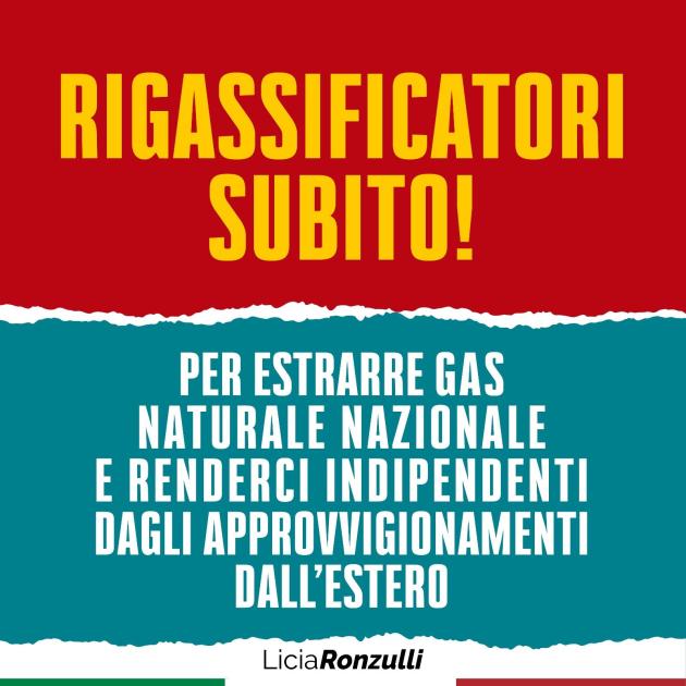 Gas, Licia Ronzulli e la gaffe sui rigassificatori: “Estraggono quello nazionale” 