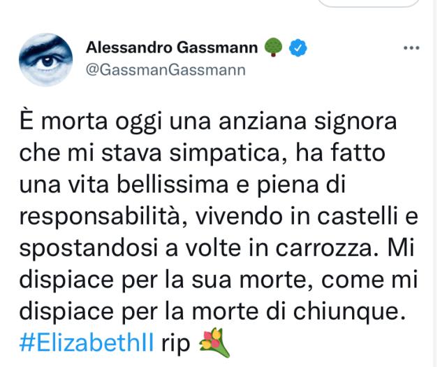 Alessandro Gassmann sulla Regina Elisabetta: "È morta un'anziana signora come chiunque". I