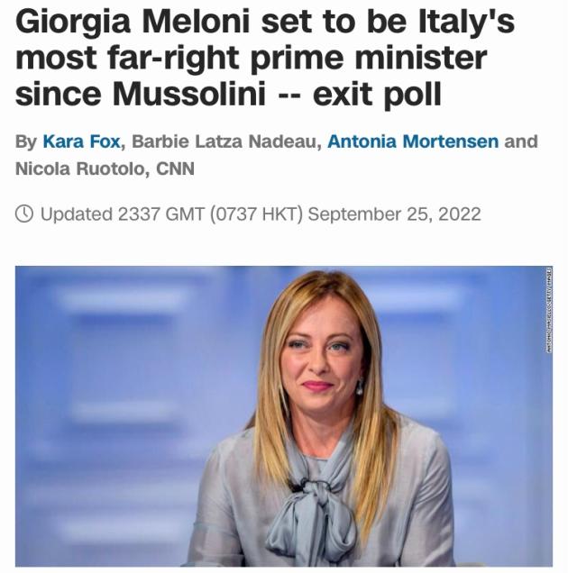 Elezioni, CNN: "Meloni premier più a destra dai tempi di Mussolini". Iniziata la macchina del fango