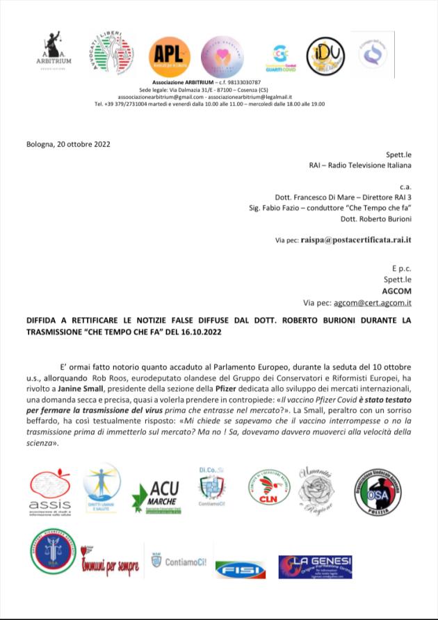 Vaccino covid, lettera di diffida alla Rai da parte di autorevoli scienziati: replica alle dichiarazioni “fantasiose di Burioni”