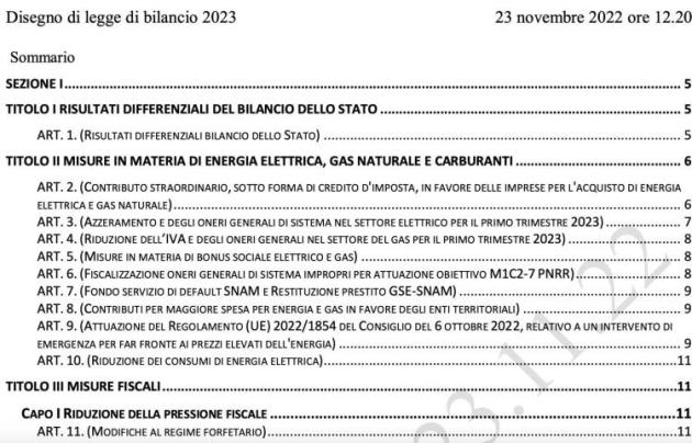Legge di bilancio, ecco la BOZZA del testo: spunta il fondo per la sovranit&agrave; alimentare da 100 milioni fino al 2026