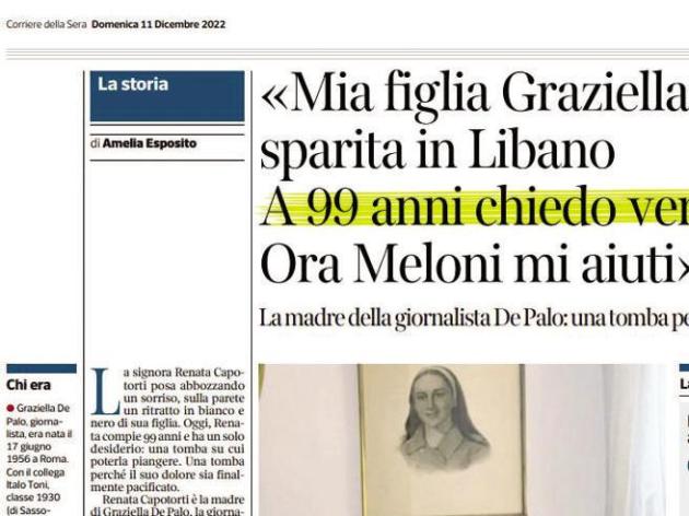 Graziella De Palo, Giorgia Meloni scrive alla madre: "Sarò al suo fianco per contribuire a trovare la verità"