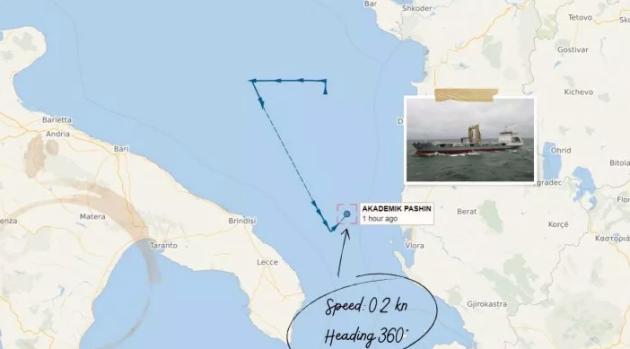 Navia spia russa nell'Adriatico, la Akademic Pashin è ferma da ieri vicino alla rete internet e al gasdotto Tap