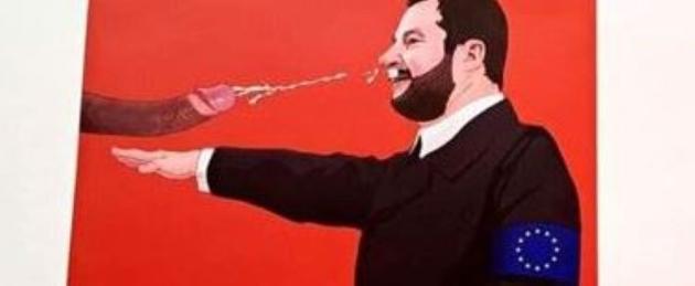 Quadro su Salvini col braccio teso al Torino Comics. Il leghista sull'opera di Quiles: "Una schifezza"