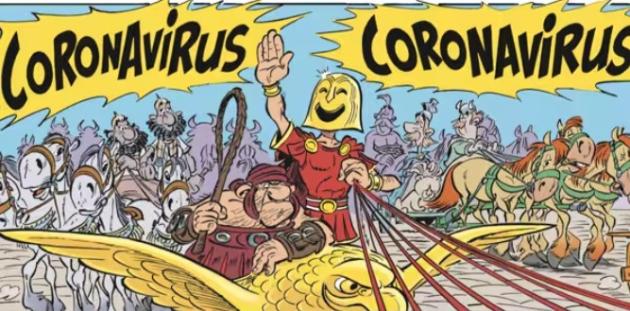 Coronavirus "sconfitto" da Asterix alle corse in auriga in un fumetto del 2017