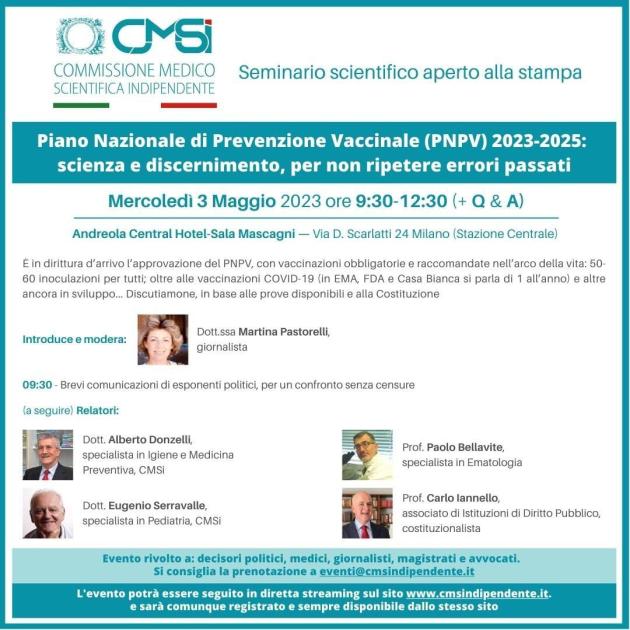 Piano Nazionale di Prevenzione Vaccinale 2023-25: la CMSi chiede una reale sorveglianza attiva delle reazioni avverse da vaccino