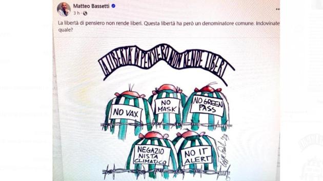 Bassetti, richiesta dall'Aadi la radiazione per odio ideologico dopo vignetta su non vaccinati nei lager - testo INTEGRALE 