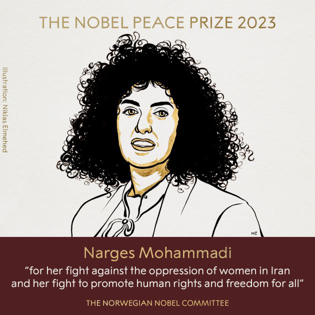 Premio nobel per la pace 2023 all'iraniana Narges Mohammadi per la sua battaglia a difesa delle donne