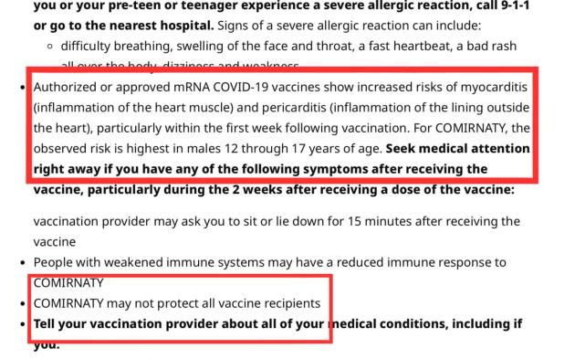 Vaccini Covid a mRNA, Pfizer ammette gli effetti avversi: "incremento rischio miocarditi e pericarditi, in particolare nei ragazzini 12 - 17 anni, e può non proteggere"