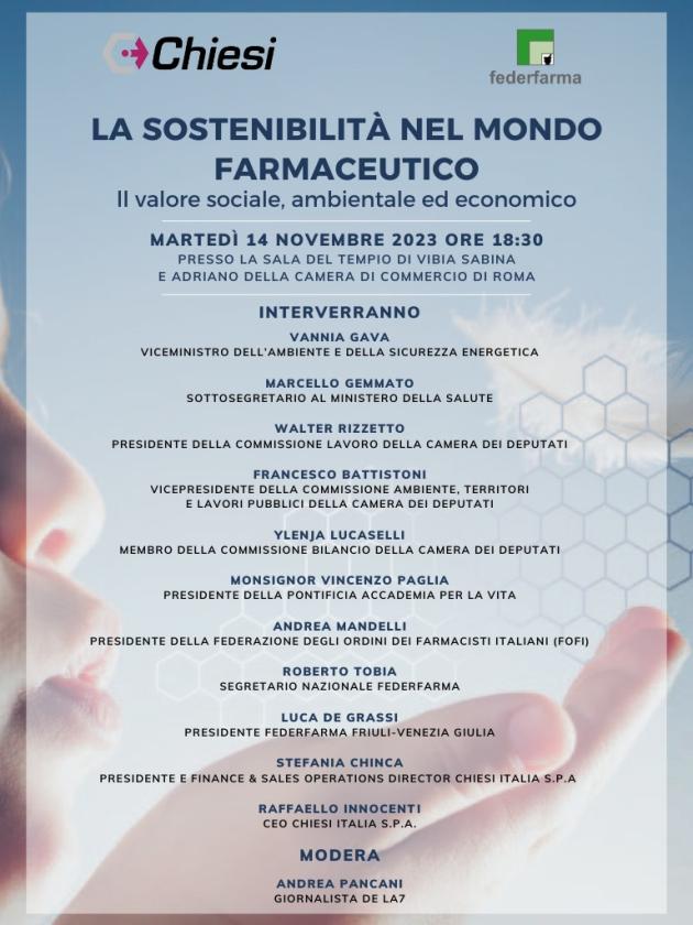 Chiesi Italia e Federfarma. La sostenibilità nel mondo farmaceutico:il valore sociale, ambientale ed economico