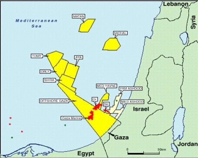 Gaza Marine, il giacimento di gas al largo della Striscia, terzo più grande del Mediterraneo. Il blocco navale di Israele dal 2007 ne impedisce l'accesso