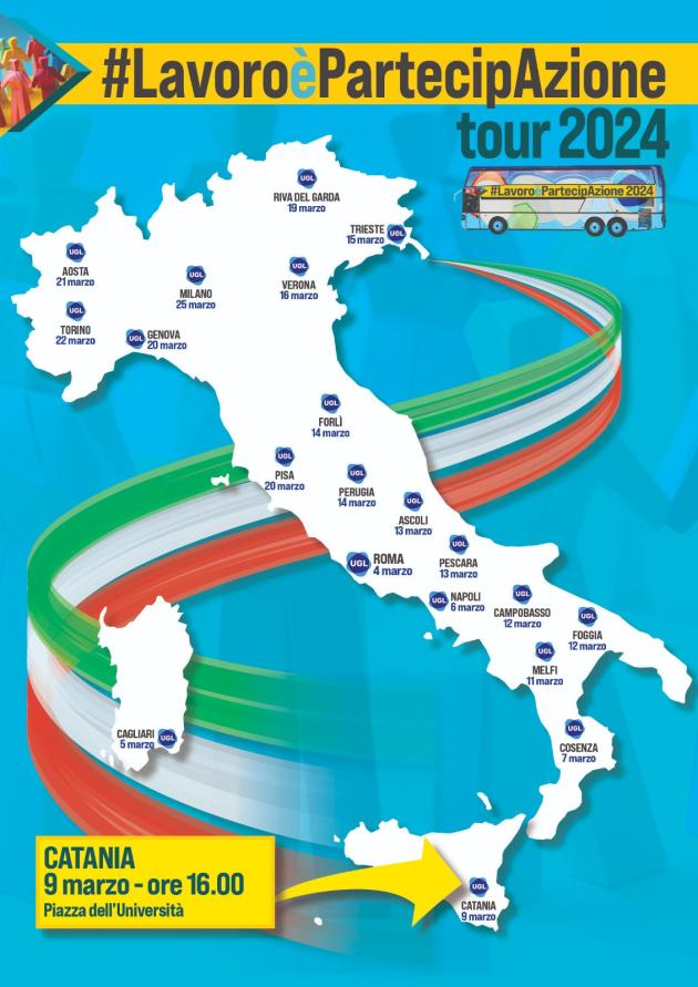Arriva a Catania il tour nazionale UGL itinerante per l’Italia “Lavoro è PartecipAzione”
