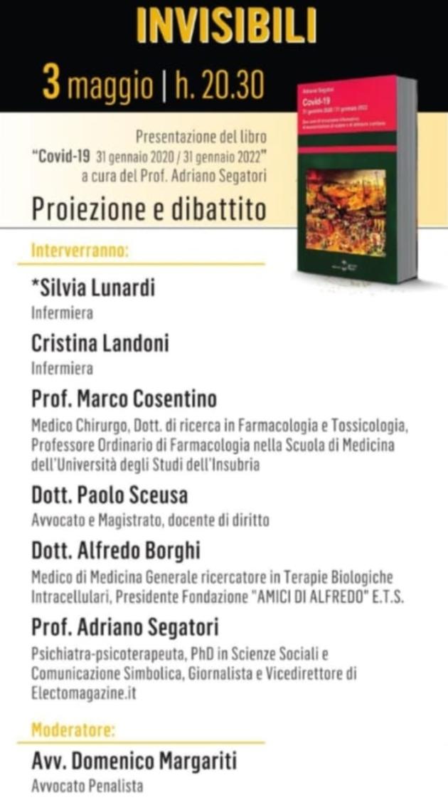 Invisibili, documentario e conferenza sulle reazioni avverse al vaccino Covid a Gavirate il 3 maggio 2024 con le storie dei danneggiati e dei morti