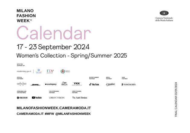 Milano Fashion Week 2024, la Women's Collection torna in passerella dal 17 al 23 settembre, il calendario della Camera della Moda