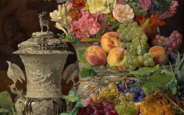 "Natura morta con fiori, frutta e un calice d'argento", un capolavoro da non perdere del maestro austriaco Ferdinand Georg Waldmüller