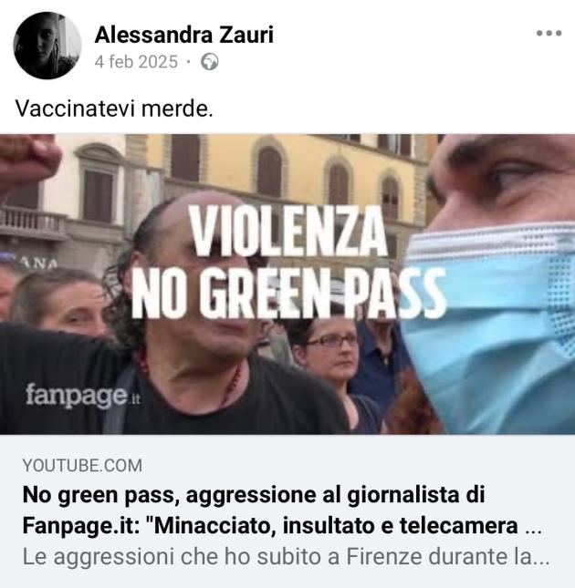 La professoressa Alessandra Zauri attacca i "no-vax" con violenza su Facebook: "Vaccinatevi merde"