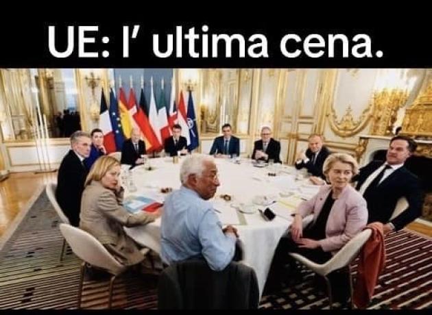 Parigi, "l'ultima cena" con gli '11 apostoli' in risposta alla trattativa tra Usa e Russia per l'Ucraina e relativi territori a Riad