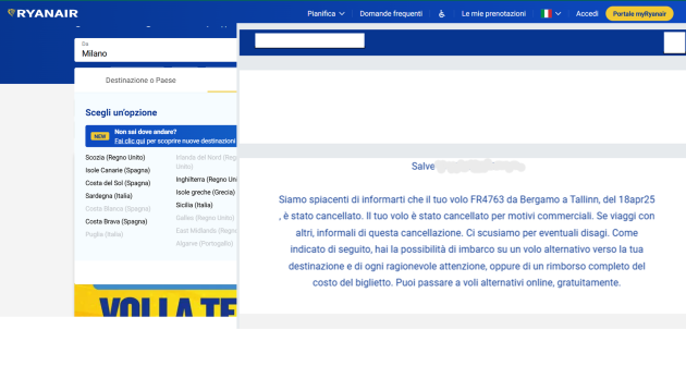 Ryanair, ancora vacanze rovinate e soldi buttati: volo di andata cancellato senza motivo e nessun rimborso per hotel, auto e ritorno già pagati