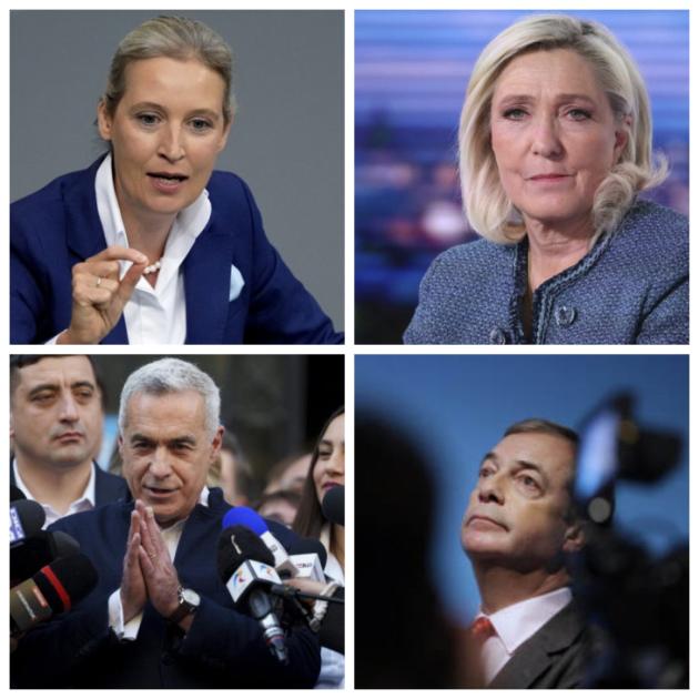 Alice Weidel, Marine Le Pen, Calin Georgescu, Nigel Farage