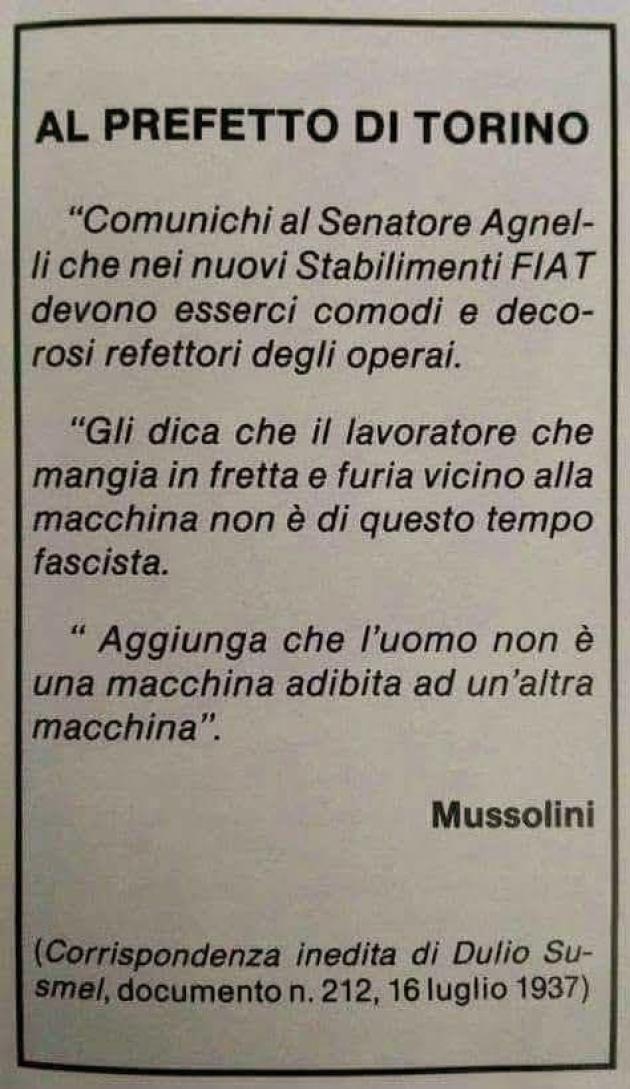 L’intervento di Mussolini a tutela dei lavoratori, il duce al prefetto di Torino il 16 luglio 1937: “L’uomo non è una macchina adibita ad un’altra macchina”