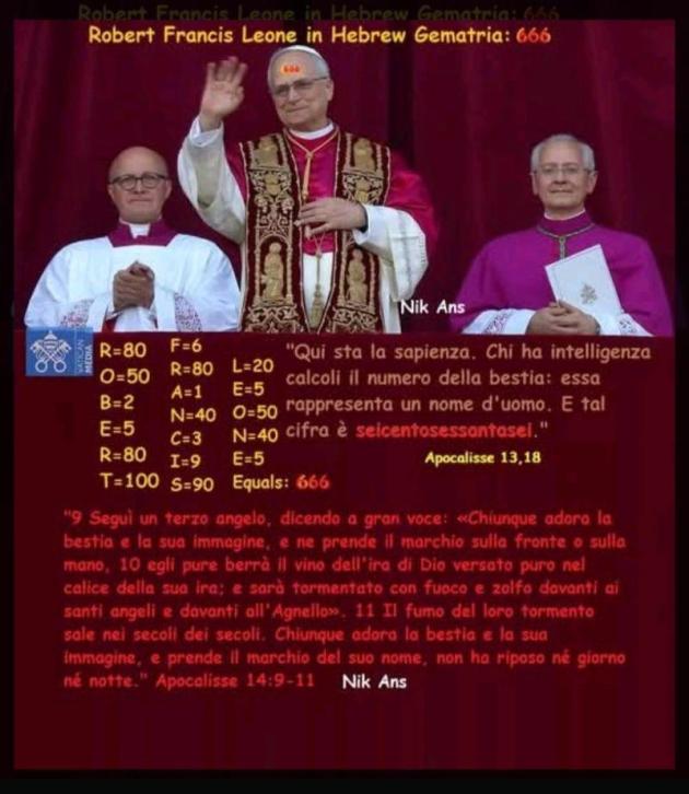 “Robert Francis Leone secondo la Gematria fa 666”, la teoria per cui la somma delle lettere del Pontefice ricondurrebbe a Satana