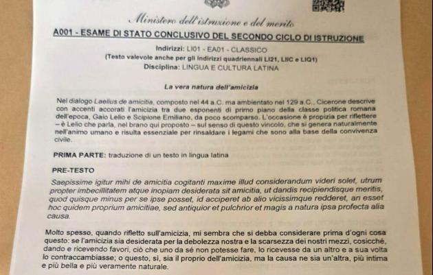 Seconda prova maturità 2025, al liceo classico "De Amicitia" di Cicerone, allo scientifico lo studio di una funzione