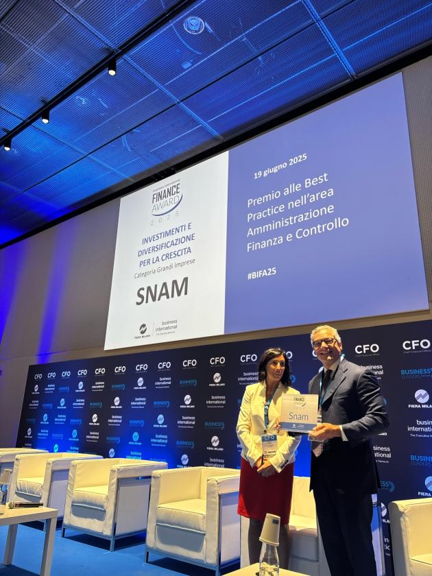 Snam, premiata al CFO Summit 2025 per la strategia finanziaria sostenibile e orientata alla crescita