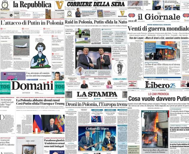 Prime pagine italiane di giovedì 12 settembre