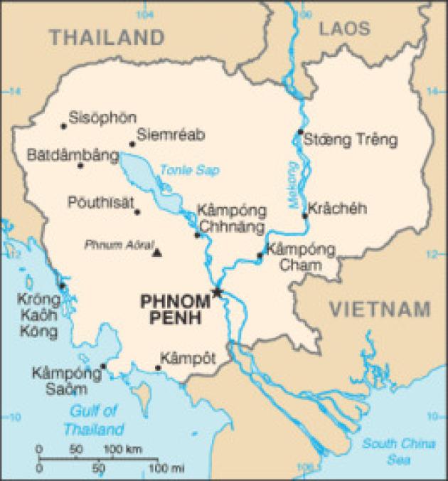 Mappa della Cambogia