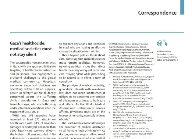 "L'omicidio sanitario di Gaza", l'appello dei medici su The Lancet per difendere diritto alla salute minacciato nella Striscia: "Il silenzio diventa tradimento"