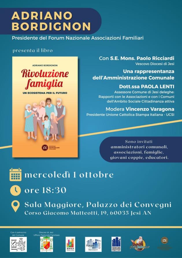 A Jesi (Ancona) la presentazione del libro Rivoluzione Famiglia-Un ecosistema per il futuro di Adriano Bordignon
