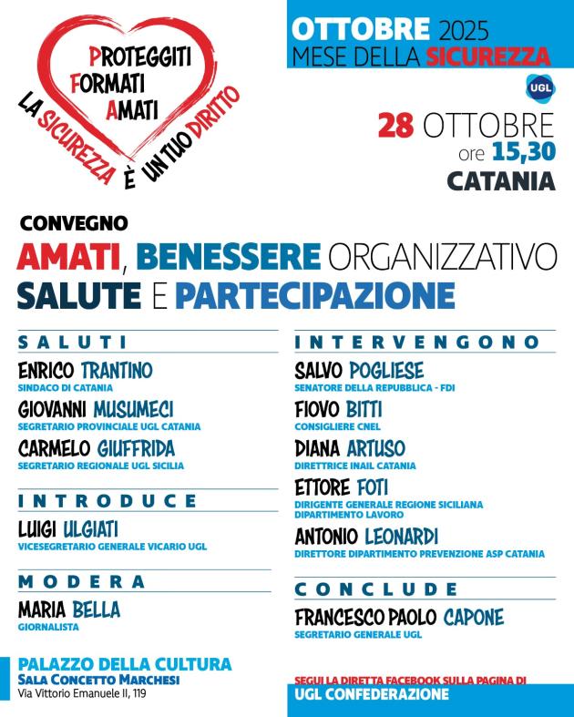 Il Sindacato UGL presenta: “Amati, benessere organizzativo, salute e partecipazione”