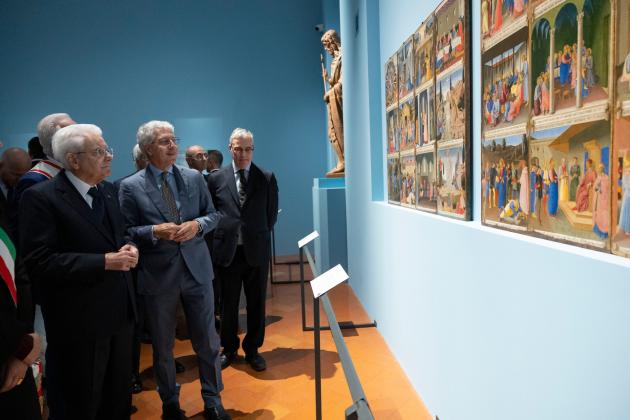 Il Presidente della Repubblica Sergio Mattarella visita la mostra "Beato Angelico" a Palazzo Strozzi di Firenze