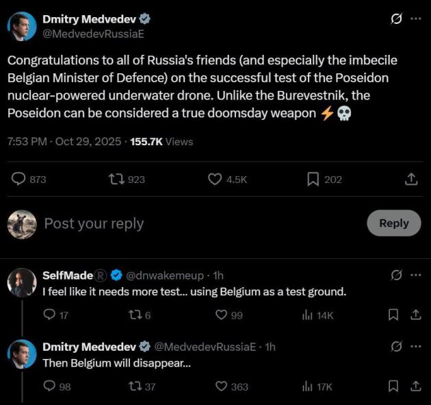 Russia, ministro Francken accende la miccia: "Se Putin attacca, spazzeremo via Mosca", Medvedev risponde dandogli dell'imbecille: "Belgio sparirebbe"