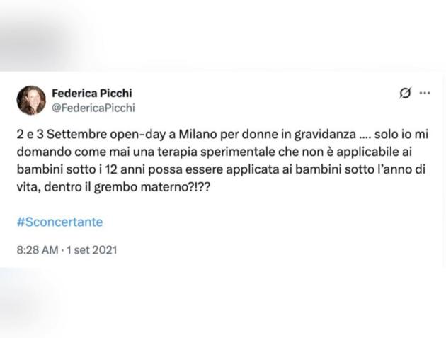 Caso Federica Picchi, nel 2021 il post sul Vaccino Covid e gli effetti avversi su donne in gravidanza: &ldquo;No a terapia sperimentale a bimbi in grembo&rdquo;