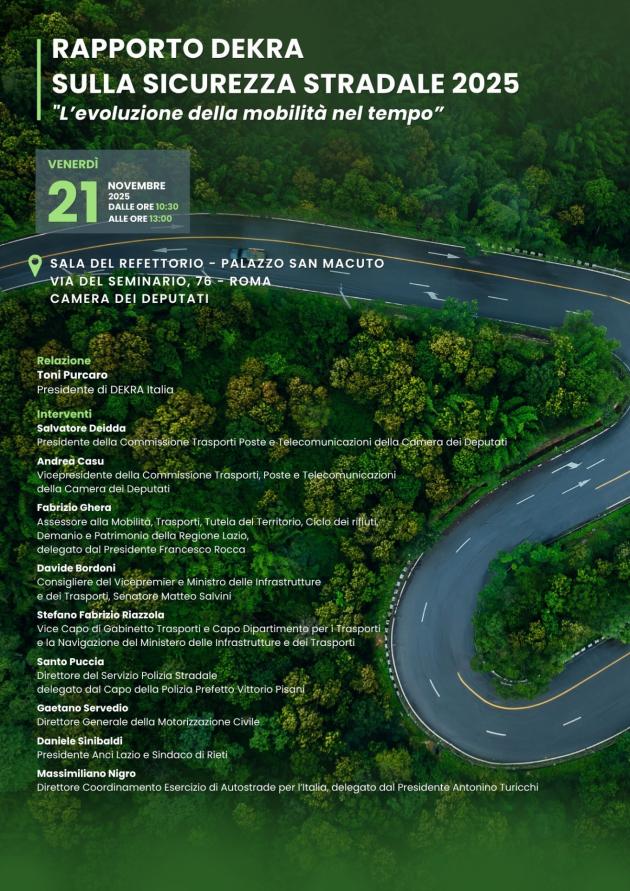 DEKRA presenta il Rapporto sulla Sicurezza Stradale 2025 “L’evoluzione della mobilità nel tempo”