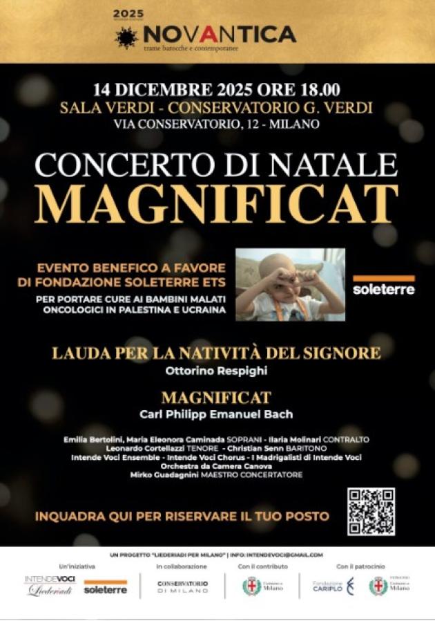 Fondazione Soleterre presenta Magnificat, il Concerto di Natale in collaborazione con Intende Voci e il Conservatorio “Giuseppe Verdi” di Milano