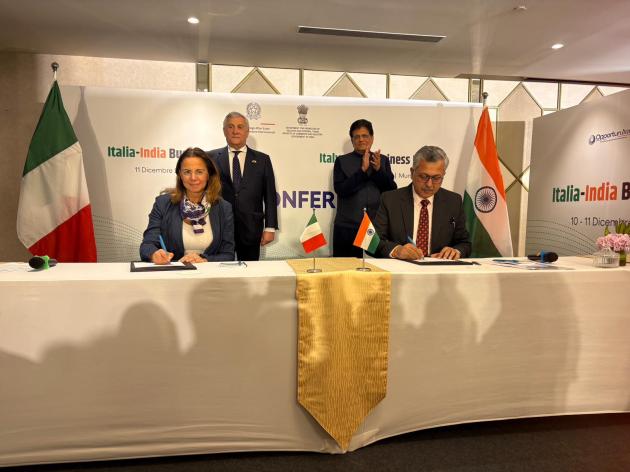 SIMEST e Indian Chamber of Commerce firmano un MoU a Mumbai per rafforzare la cooperazione Italia-India, alla presenza dei ministri Tajani e Goyal