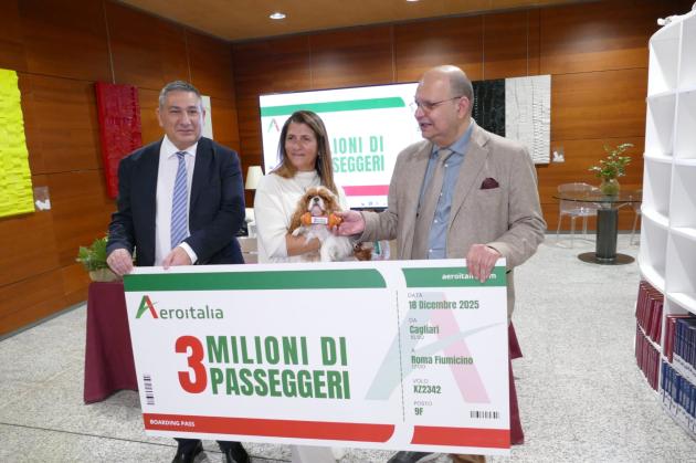 Aeroitalia, 3 milioni di biglietti venduti nel 2025, festeggiato il traguardo a Cagliari