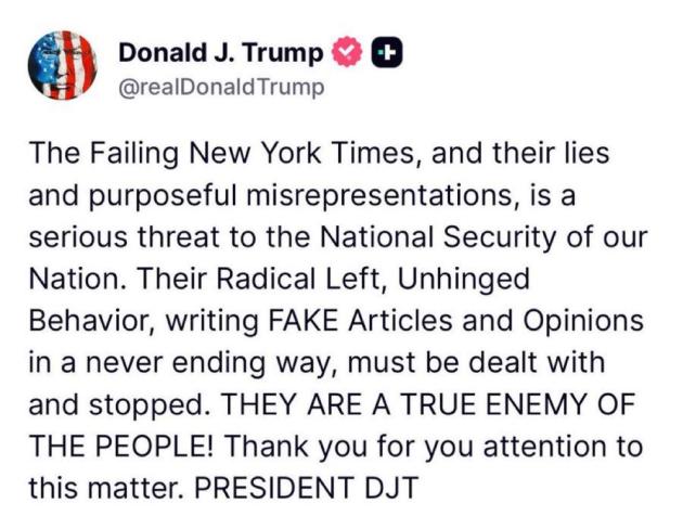 Caso Epstein, Trump condanna NYT per articoli sul suo rapporto con ex finanziere: "Tutte bugie, il giornale minaccia la sicurezza nazionale"