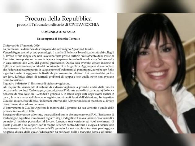 Scomparsa Federica Torzullo, la Procura: "Repertate tracce di sangue dappertutto, anche su abiti e auto del marito, da lui versione contraddittoria"