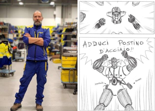Raffaele Pecci, portalettere di Poste Italiane racconta con vignette ironiche l'esperienza del 'postino d'acciaio Jeeg Robot'