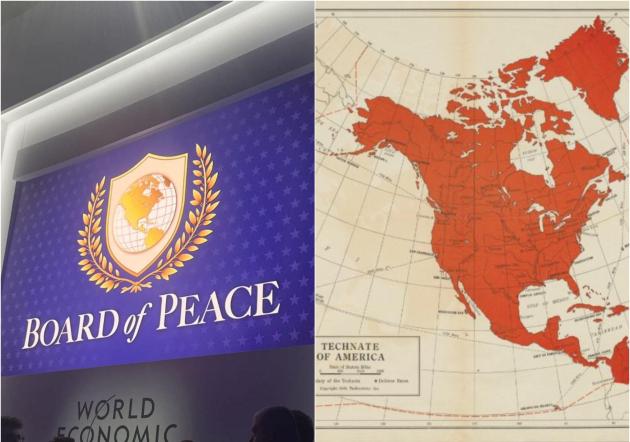 La geografia semantica del logo 'Board of Peace', tra storpiatura del simbolo Onu e riferimenti impliciti alla mappa del 'Technate of America'