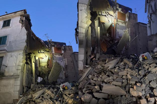 Casoria (Na), si sbriciola palazzina di 4 piani, tragedia evitata per l'allarme tempestivo dato da una coppia di sposini, 15 le famiglie senza casa 