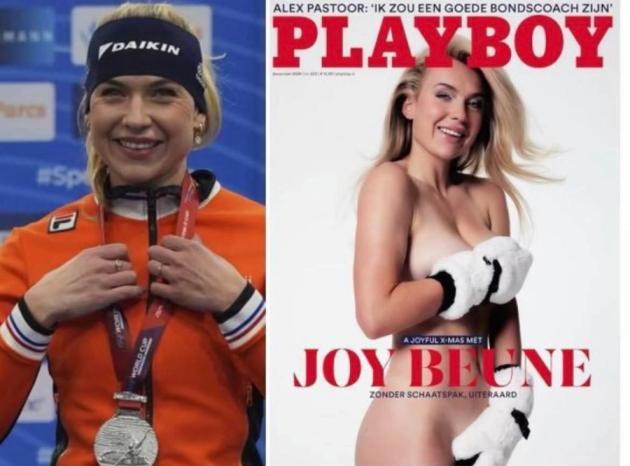 Olimpiadi Milano-Cortina, pattinatrice olandese Joy Beune in copertina su Playboy a dicembre 2024, parti intime coperte da guanti