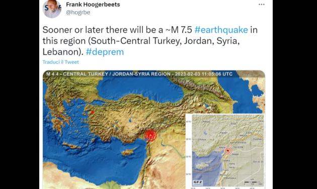 Terremoto tra Turchia e Siria, il geologo Frank Hoogerbeets lo aveva predetto 3 giorni prima