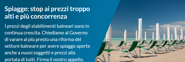 Balneari, petizione Altroconsumo per chiedere al governo riforma e spiagge 'aperte'