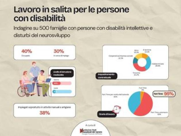Disabili, Consulenti del lavoro-Anffas: inclusione lavorativa in salita