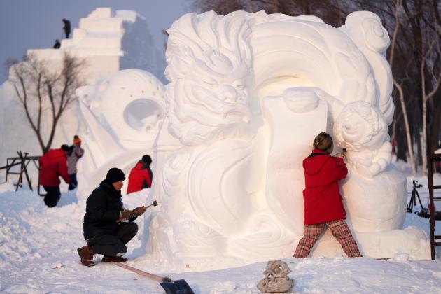 Cina: Heilongjiang, sculture di neve a Harbin